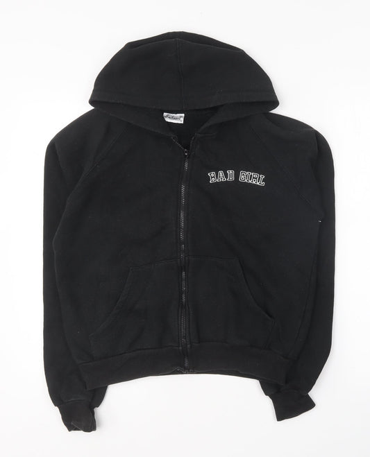Select Womens Black Cotton Full Zip Hoodie Size 12