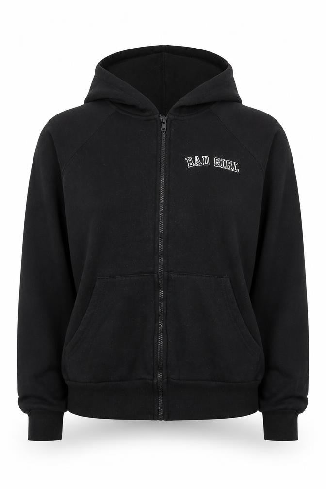 Select Womens Black Cotton Full Zip Hoodie Size 12