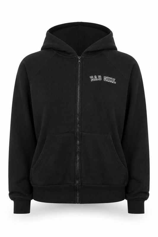Select Womens Black Cotton Full Zip Hoodie Size 12