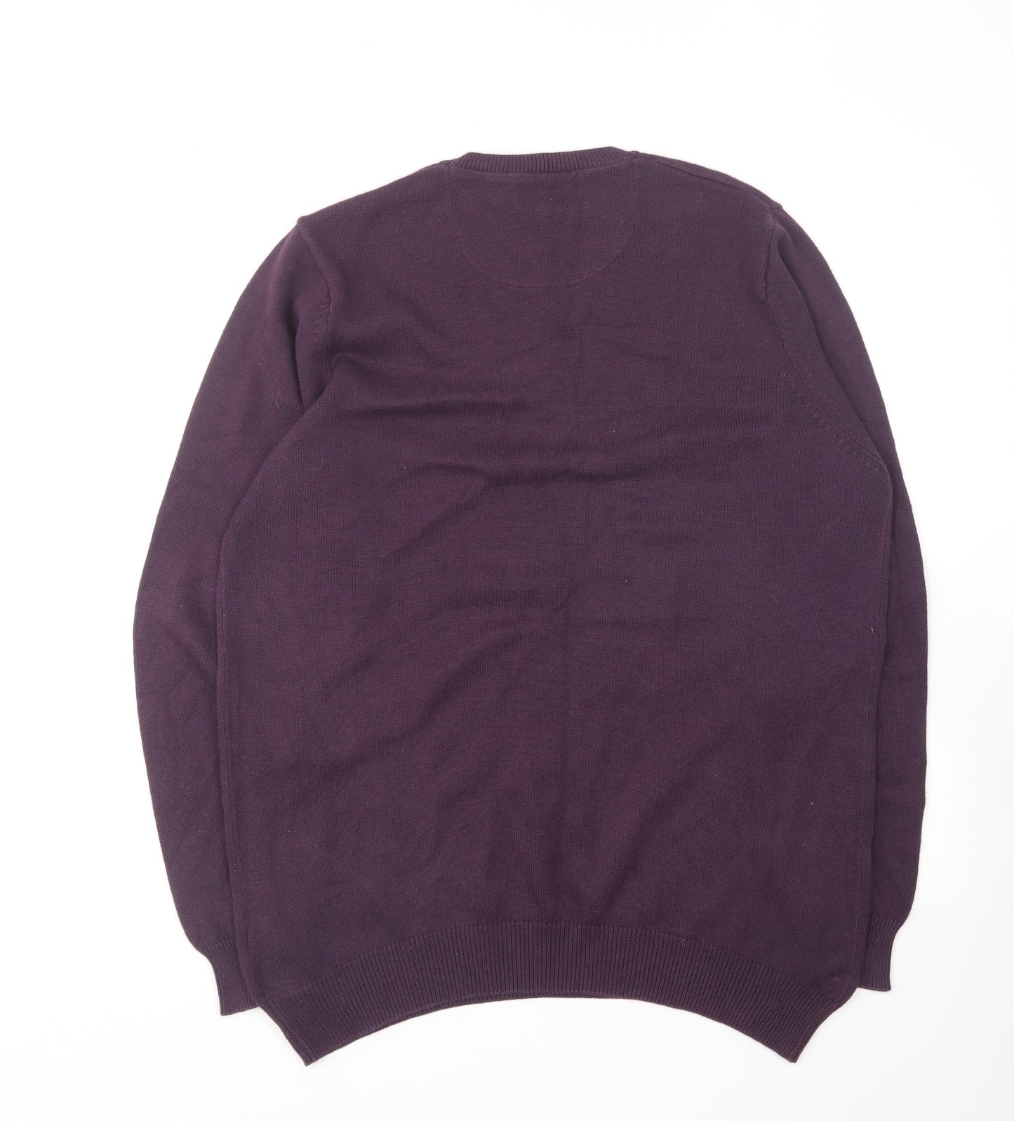 Marks and Spencer Mens Purple Round Neck Cotton Pullover Jumper Size S