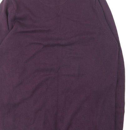 Preloved Marks and Spencer Mens Purple Round Neck Cotton Pullover Jumper Size S - Label