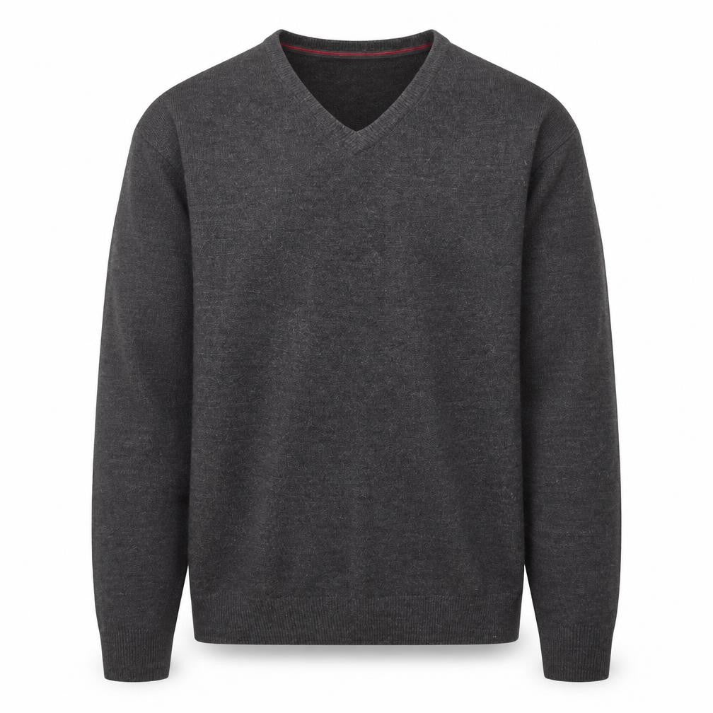 Easy Essential Mens Grey V-Neck Acrylic Pullover Jumper Size XL
