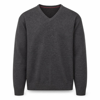 Easy Essential Mens Grey V-Neck Acrylic Pullover Jumper Size XL
