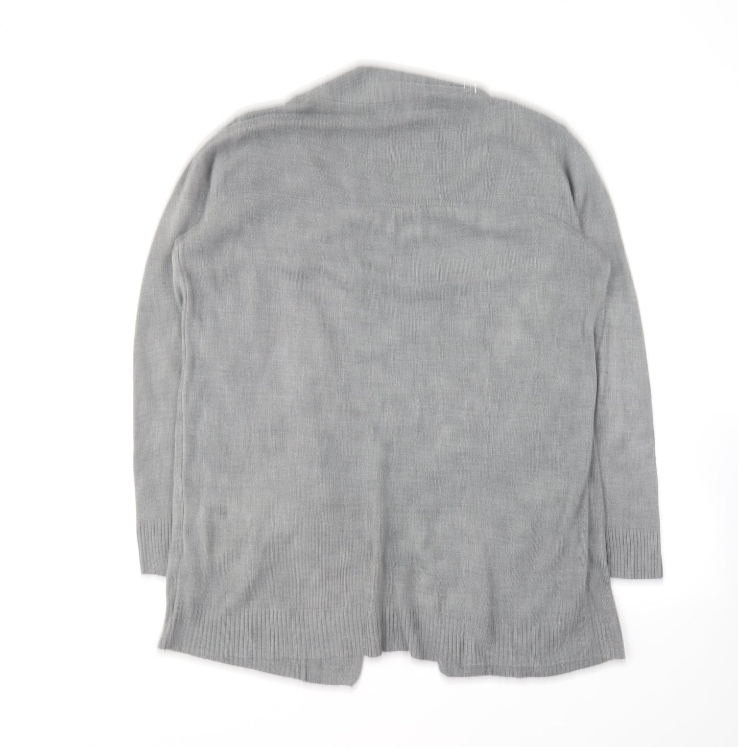 Cashmasoft Womens Grey Round Neck Acrylic Cardigan Jumper Size L
