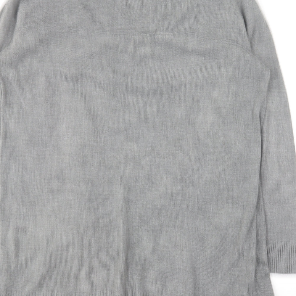 Cashmasoft Womens Grey Round Neck Acrylic Cardigan Jumper Size L