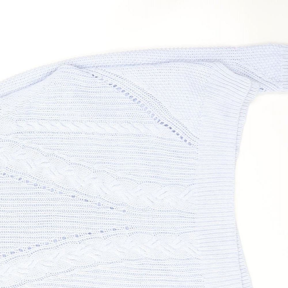 Marks and Spencer# Womens Blue Round Neck Cotton Pullover Jumper Size 14