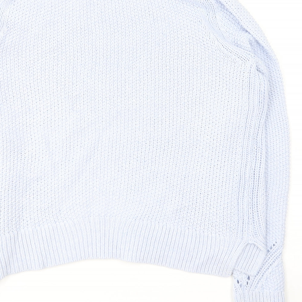 Marks and Spencer# Womens Blue Round Neck Cotton Pullover Jumper Size 14