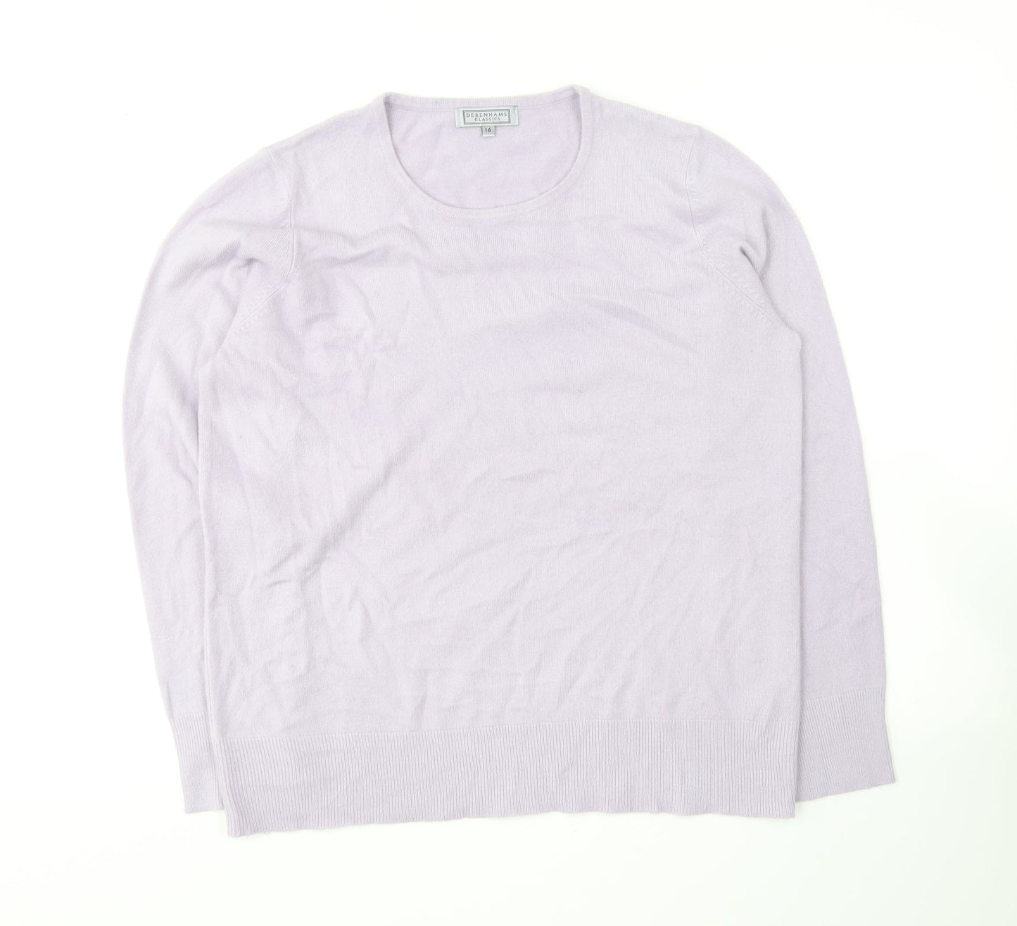 Debenhams Womens Purple Round Neck Acrylic Pullover Jumper Size 16