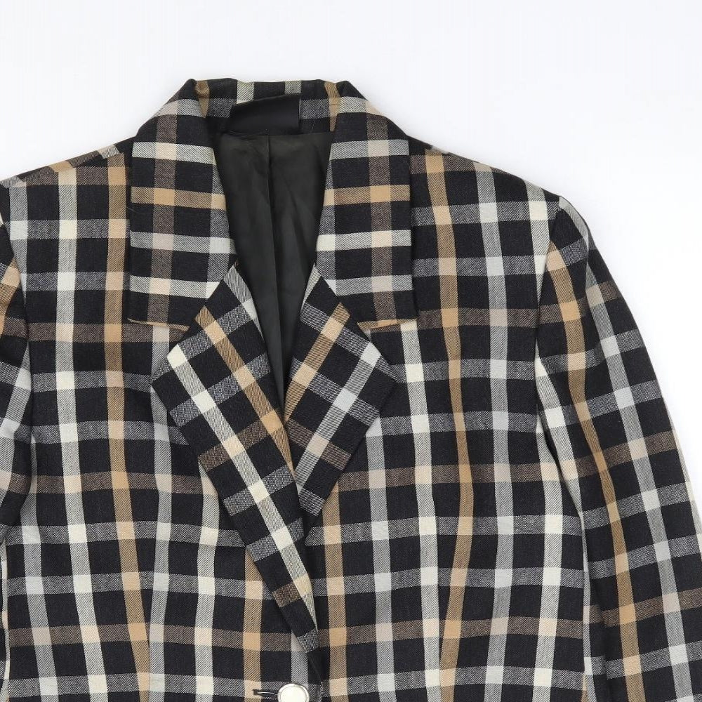 Barucci Womens Beige Check Wool Jacket Suit Jacket Size 12