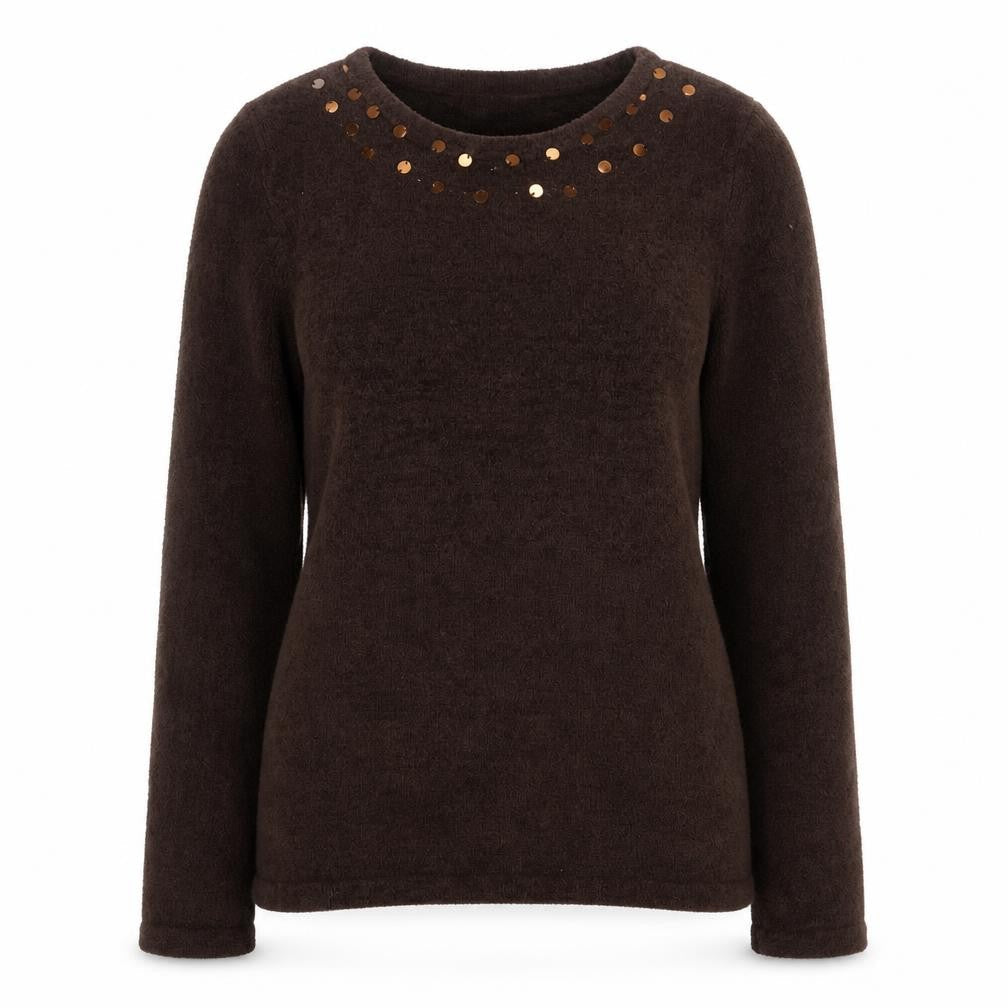 Bon Prix Collection Womens Brown Round Neck Polyester Pullover Jumper Size 14