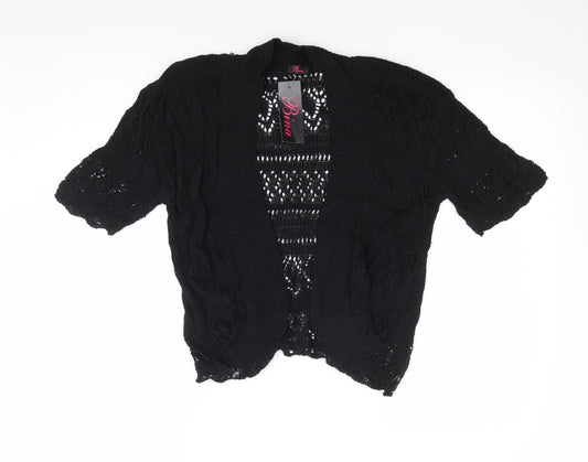 Bina Womens Black V-Neck Acrylic Shrug Jumper Size S