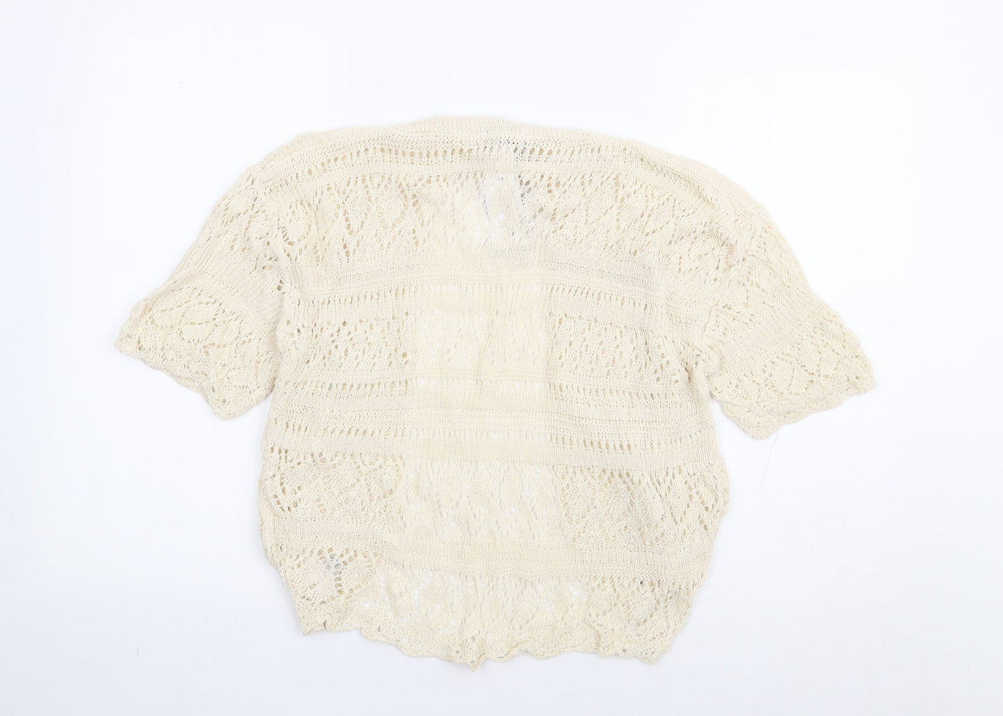 Bina Womens Ivory V-Neck Acrylic Shrug Jumper Size S
