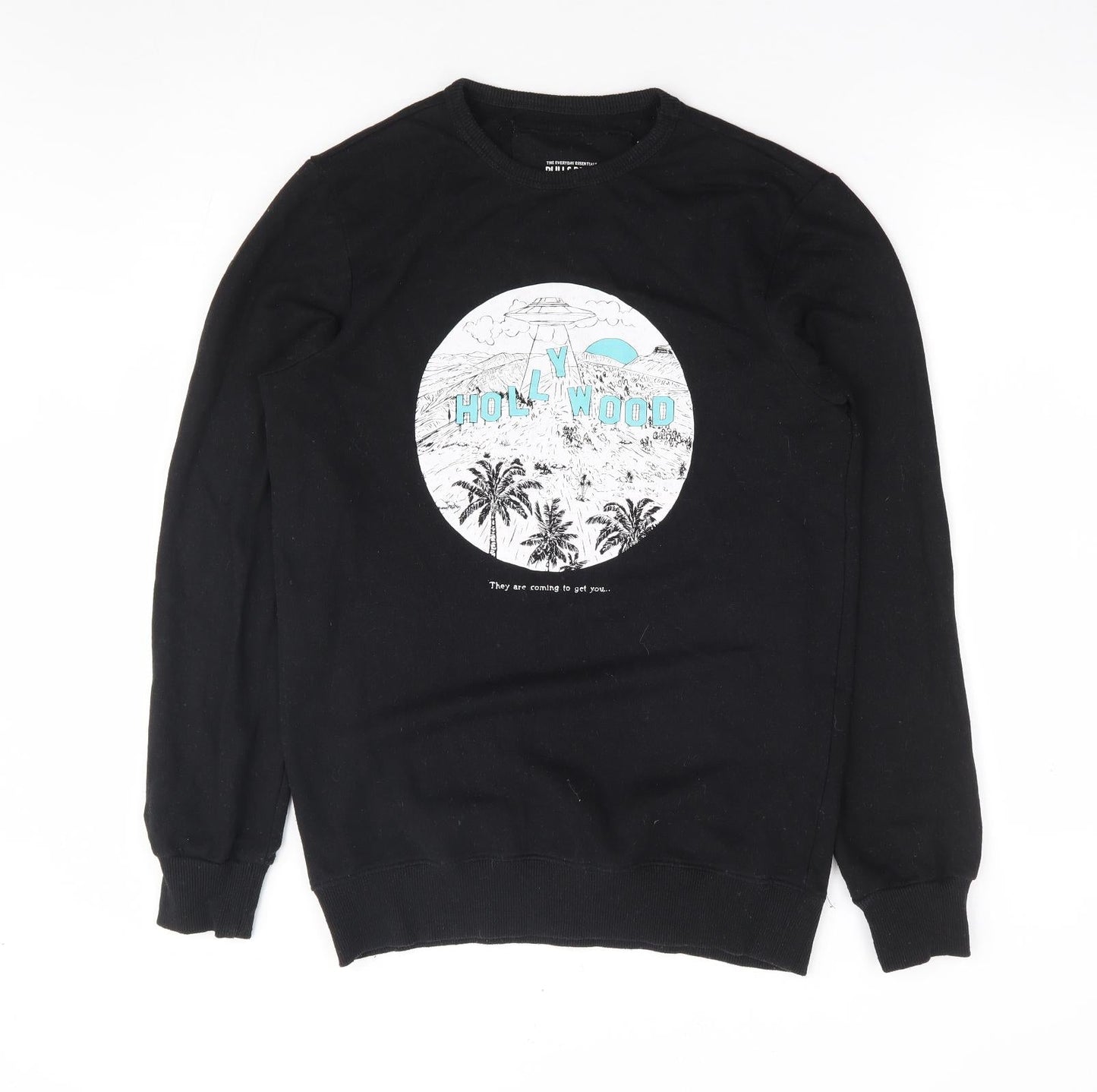 Pull & Bear Womens Black Cotton Pullover Sweatshirt Size S Pullover