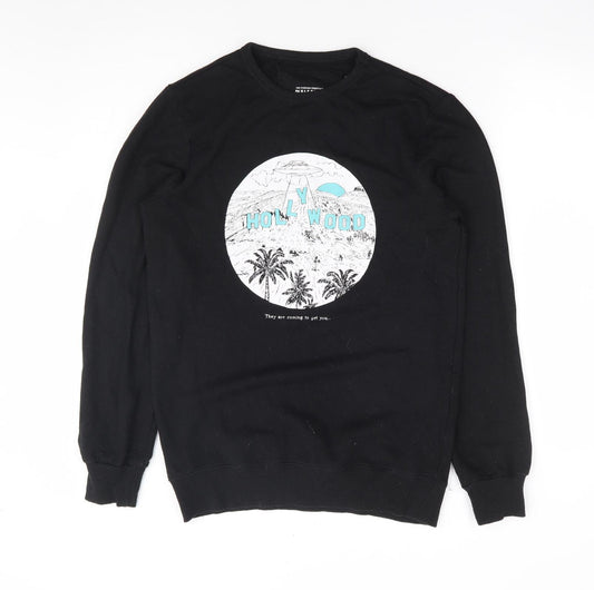 Pull & Bear Womens Black Cotton Pullover Sweatshirt Size S Pullover