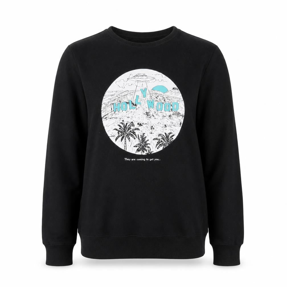 Pull & Bear Womens Black Cotton Pullover Sweatshirt Size S Pullover
