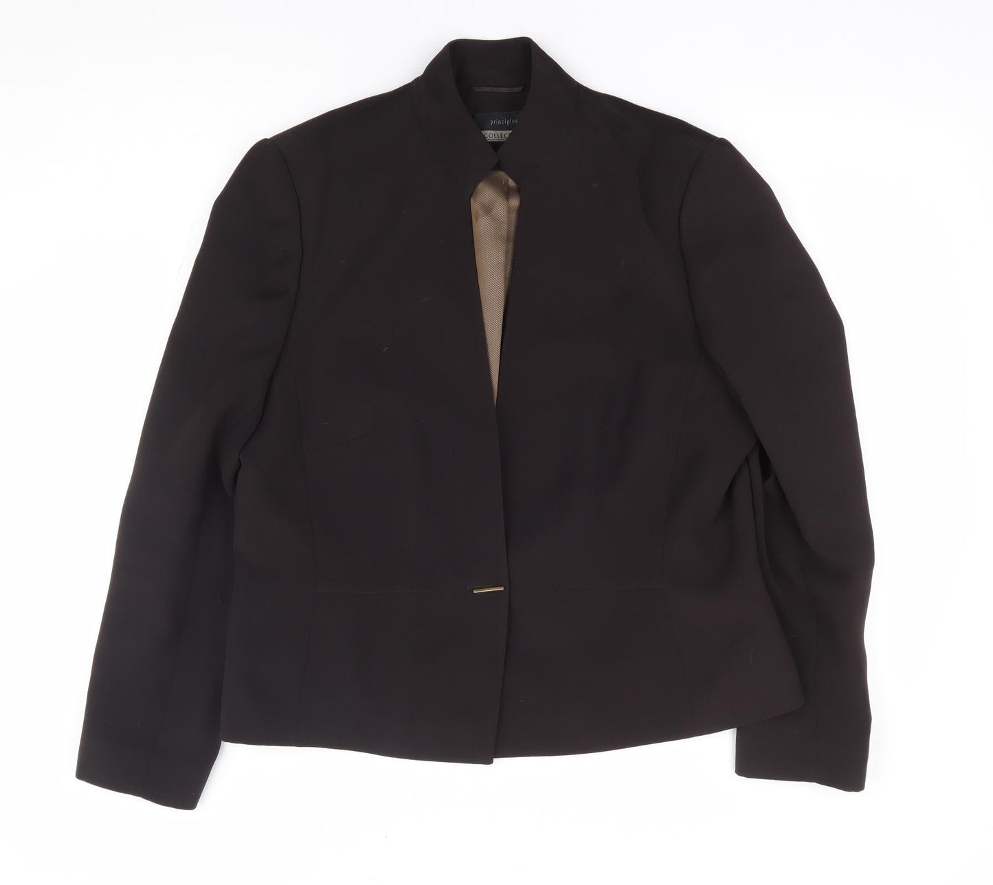 Primciples Womens Brown Polyester Jacket Suit Jacket Size 16