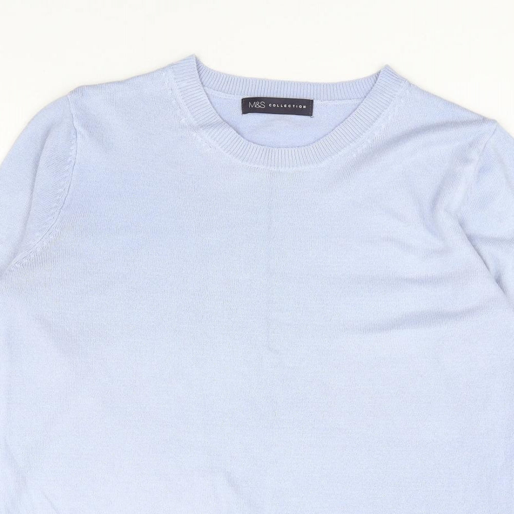 Marks and Spencer Womens Blue Round Neck Acrylic Pullover Jumper Size S