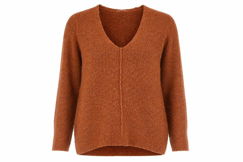 TU Womens Brown V-Neck Acrylic Pullover Jumper Size 8