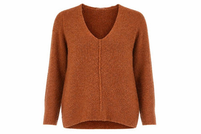 Tu Womens Brown V-Neck Acrylic Pullover Jumper Size 8