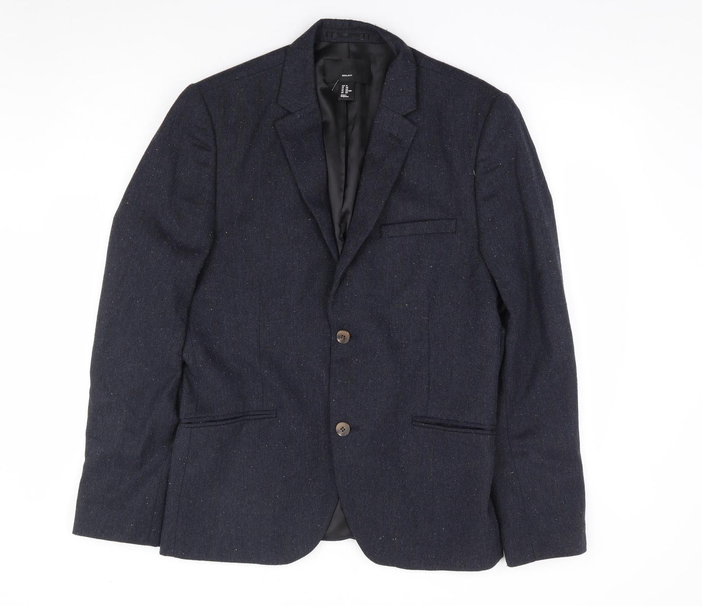 H&M Mens Blue Polyester Jacket Suit Jacket Size 44