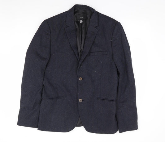 H&M Mens Blue Polyester Jacket Suit Jacket Size 44