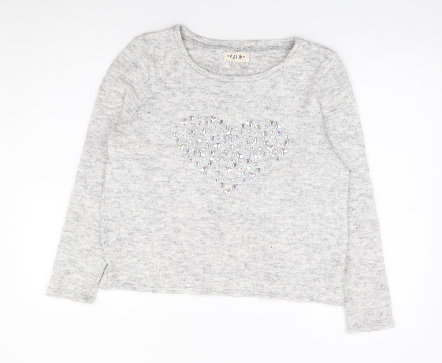 New Look Womens Grey Round Neck Acrylic Pullover Jumper Size 14