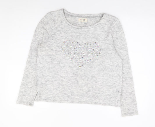 New Look Womens Grey Round Neck Acrylic Pullover Jumper Size 14