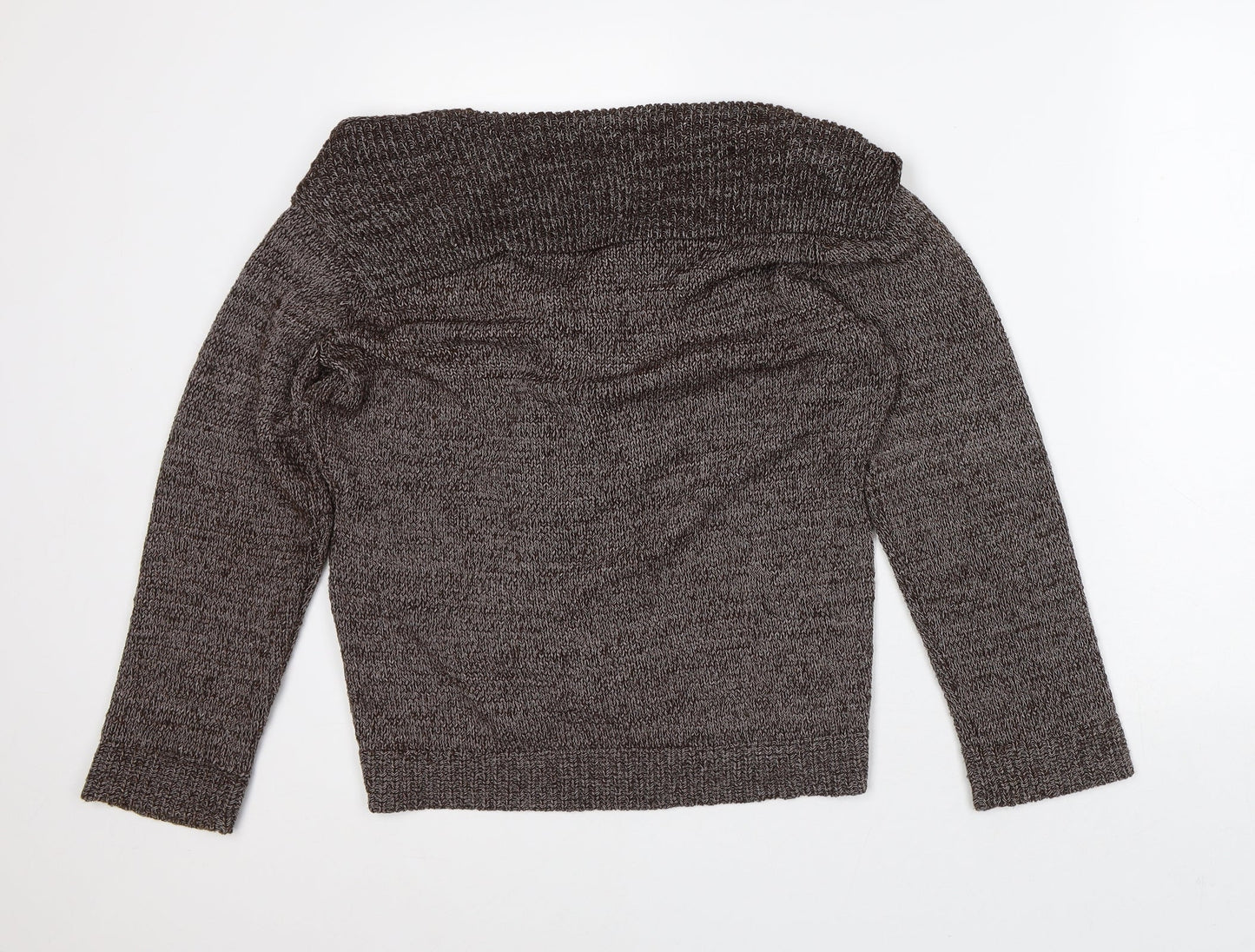 Bonmarché Womens Brown V-Neck Geometric Acrylic Cardigan Jumper Size M