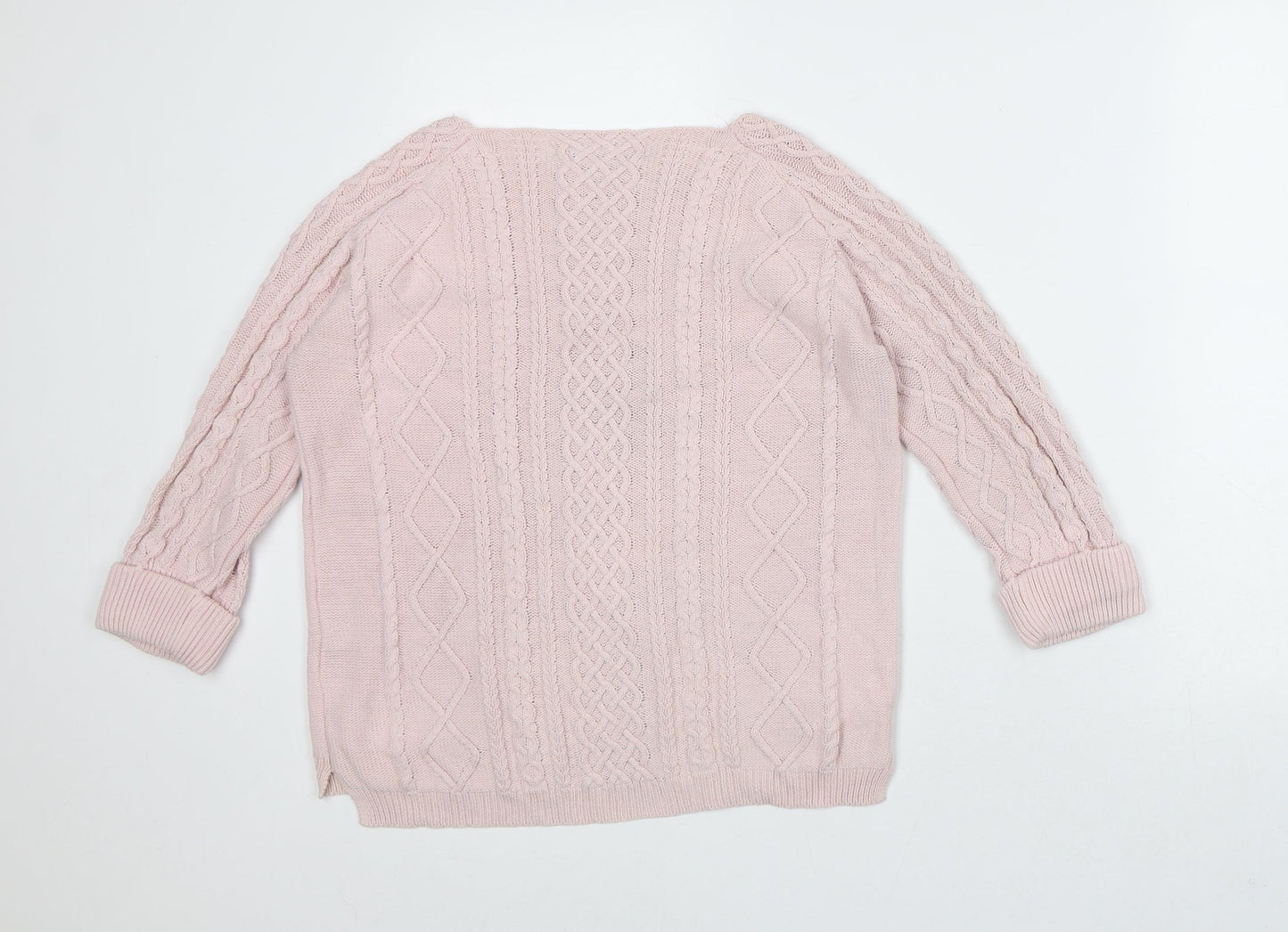 TRU Collection Womens Pink Round Neck Cotton Pullover Jumper Size S