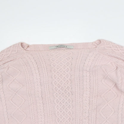 TRU Collection Womens Pink Round Neck Cotton Pullover Jumper Size S