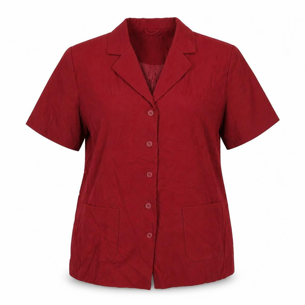 Daxon Womens Red Polyester Basic Button-Up Size 18 Collared