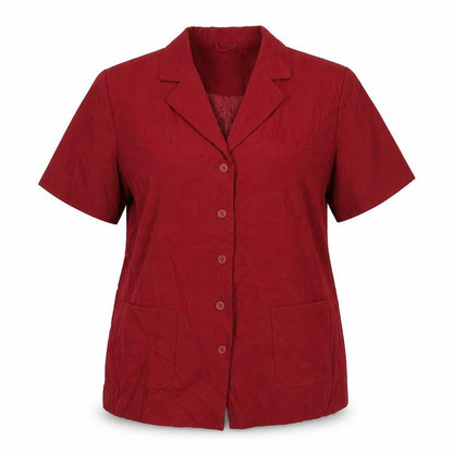 Daxon Womens Red Polyester Basic Button-Up Size 18 Collared
