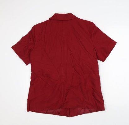 Daxon Womens Red Polyester Basic Button-Up Size 18 Collared