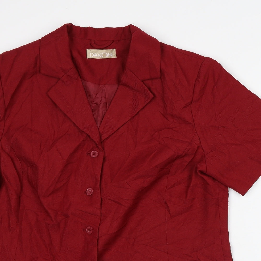 Daxon Womens Red Polyester Basic Button-Up Size 18 Collared