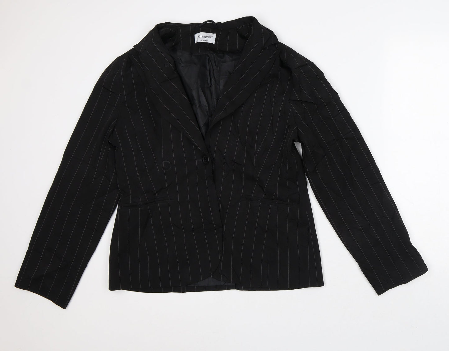 Atmosphere Womens Black Striped Jacket Blazer Size 16
