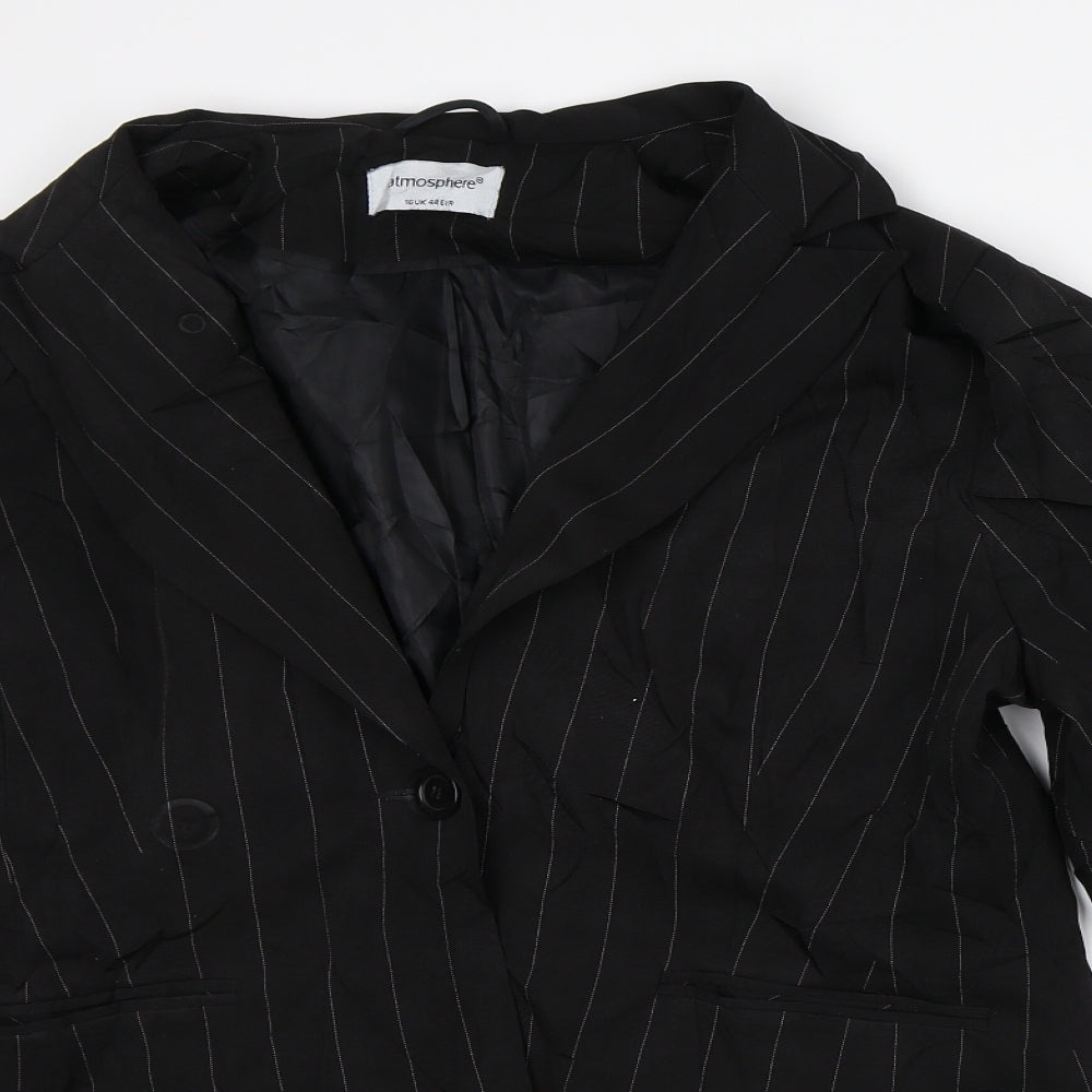 Atmosphere Womens Black Striped Jacket Blazer Size 16