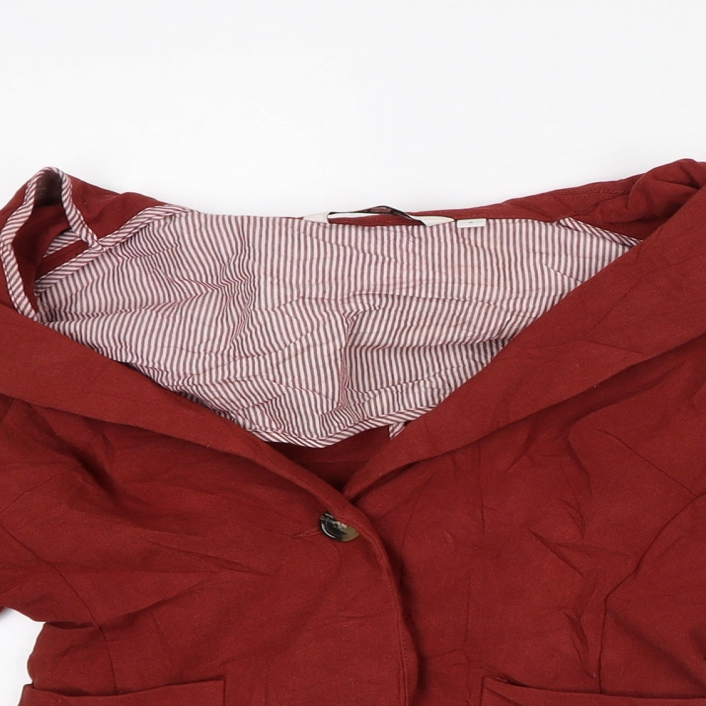 New Look Womens Brown Striped Jacket Blazer Size 8