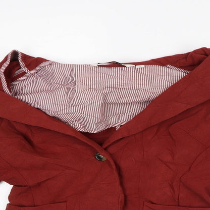 New Look Womens Brown Striped Jacket Blazer Size 8