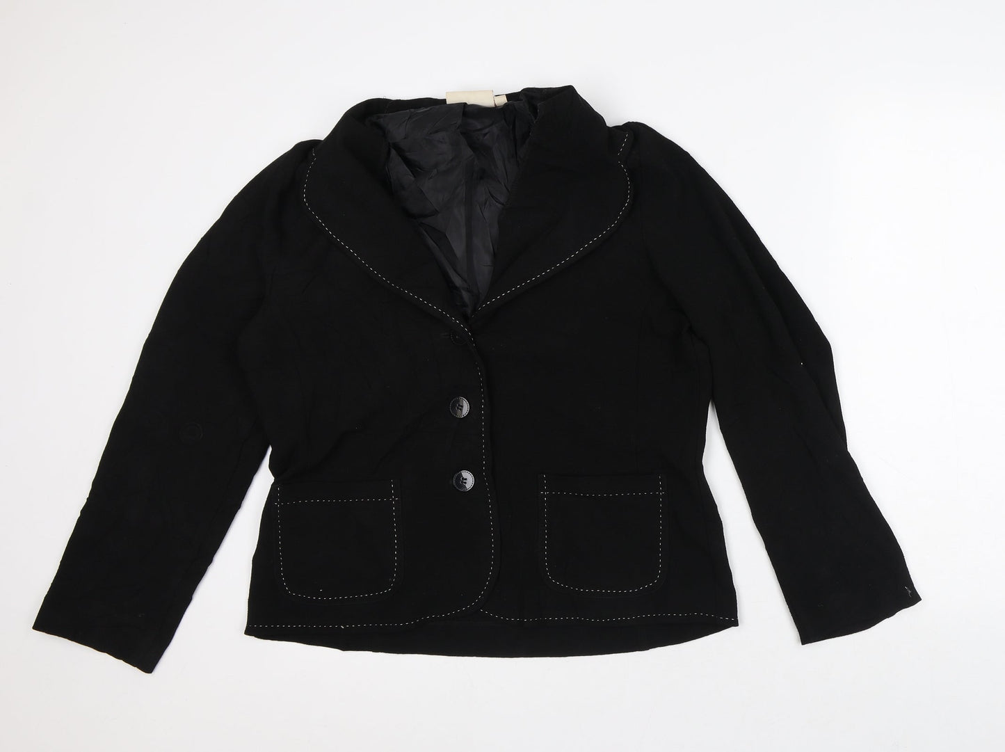 EWM Womens Black Striped Jacket Blazer Size 14