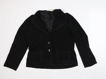 EWM Womens Black Striped Jacket Blazer Size 14