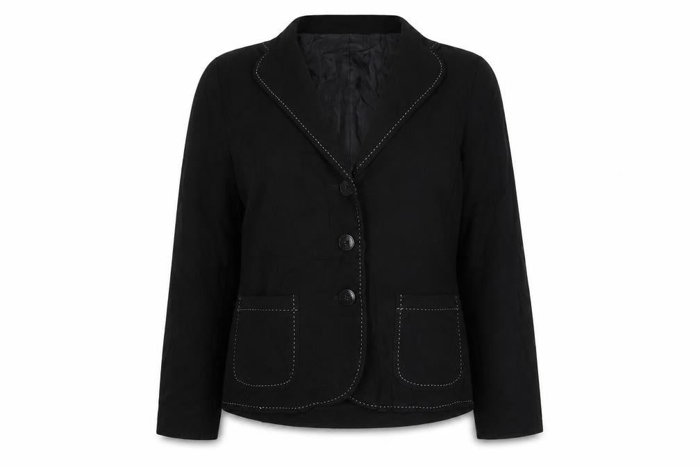 EWM Womens Black Striped Jacket Blazer Size 14