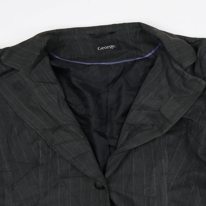 George Womens Grey Striped Jacket Blazer Size 18