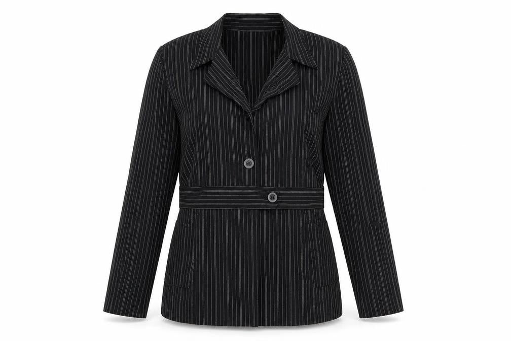 Independent Womens Black Striped Polyester Jacket Dress Size 12 Collared