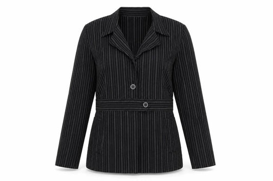 Independent Womens Black Striped Polyester Jacket Dress Size 12 Collared