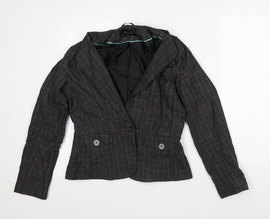 Evie Collection Womens Brown Plaid Jacket Blazer Size 12
