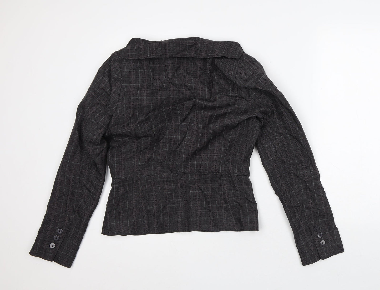 Evie Collection Womens Brown Plaid Jacket Blazer Size 12