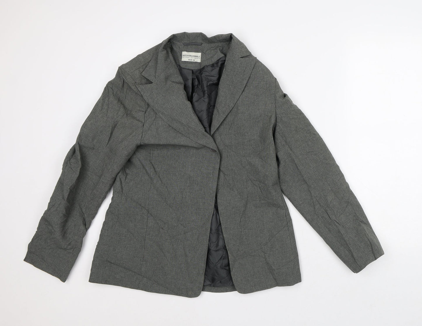 Internacionale Womens Grey Geometric Jacket Blazer Size 12