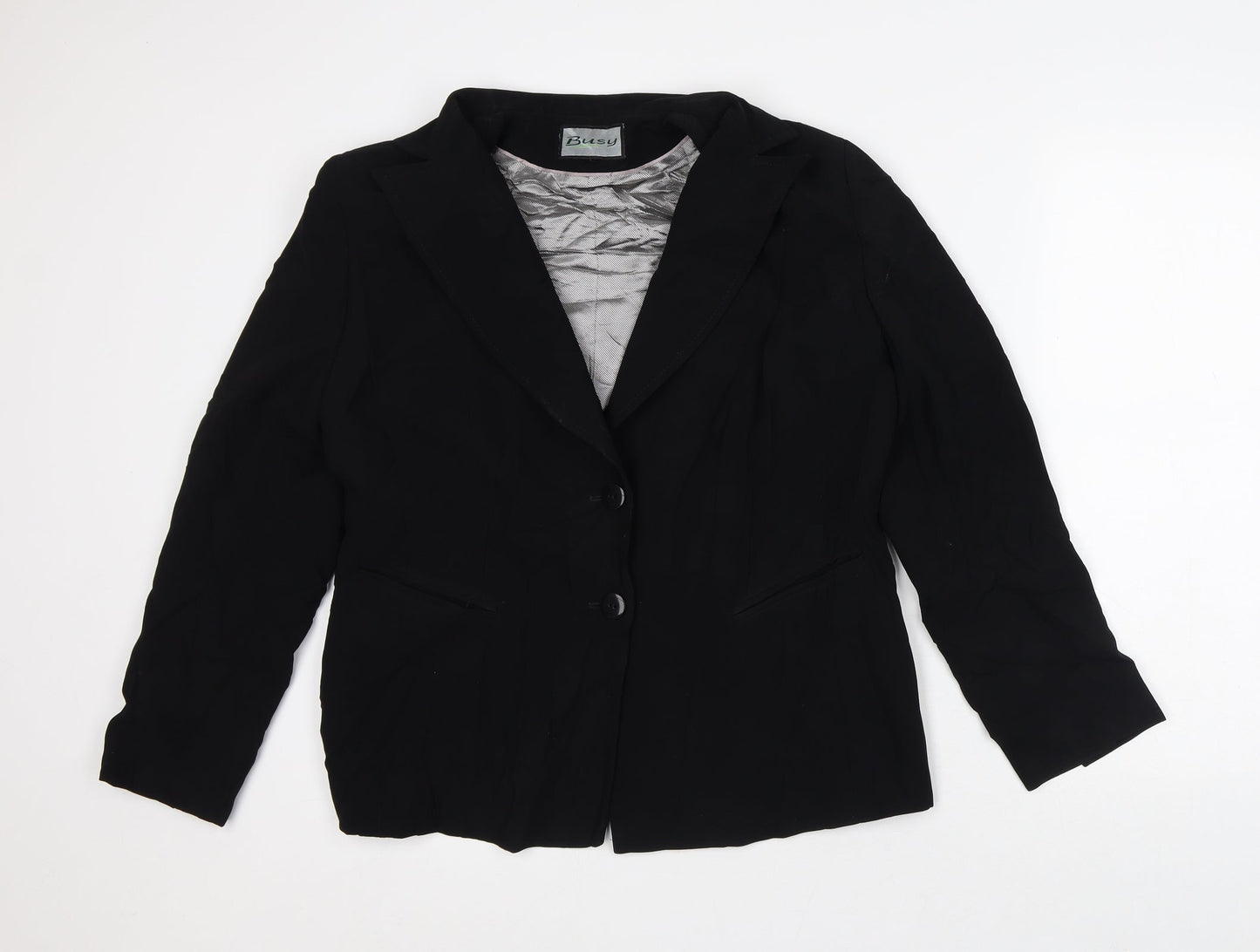 Busy Womens Black Jacket Blazer Size L