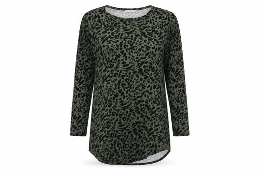 Papaya Womens Green Animal Print Viscose T-Shirt Dress Size S Round Neck