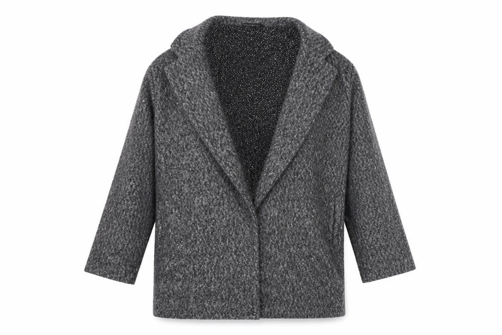 F&F Womens Grey Geometric Overcoat Jacket Size 16